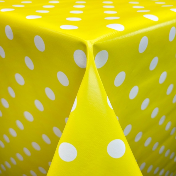Polka Dot Vinyl White on Yellow 17mm